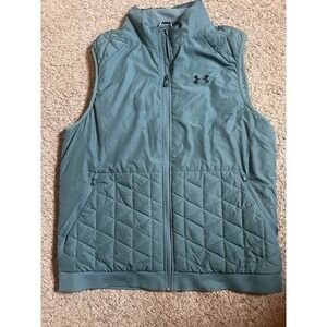 Under Armour ColdGear Reactor Storm Vest Mens XL Blue Gray Quilted Full Zip